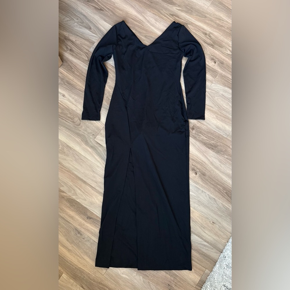 Popilush Women’s Shapewear Long Sleeve V-Neck Low Back Slimming Maxi Dress XL